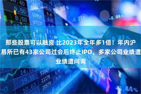 那些股票可以融资 比2023年全年多1倍！年内沪深交易所已有43家公司过会后终止IPO，多家公司业绩遭问询