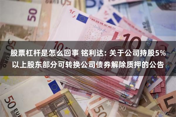 股票杠杆是怎么回事 铭利达: 关于公司持股5%以上股东部分可转换公司债券解除质押的公告