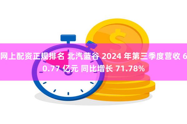 网上配资正规排名 北汽蓝谷 2024 年第三季度营收 60.77 亿元 同比增长 71.78%