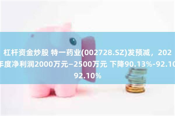 杠杆资金炒股 特一药业(002728.SZ)发预减，2024年度净利润2000万元—2500万元 下降90.13%-92.10%